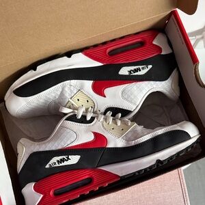 Nike Air Max Athletic Shoes - White, Red, Black